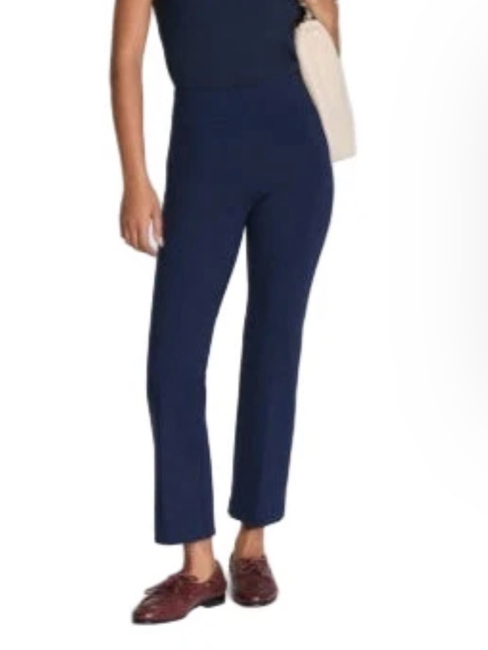 NWOT SPANX Navy perfect fit ponte kick flare crop pull on pant SZ L